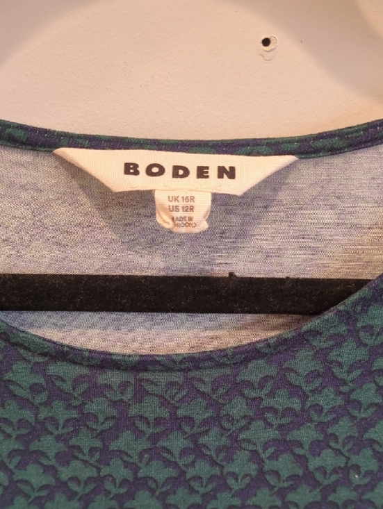 Boden Dresses & Skirts - Boden Navy and Teal Long-Sleeve Midi Jersey Dress US Size 12 Classic Preppy Boho